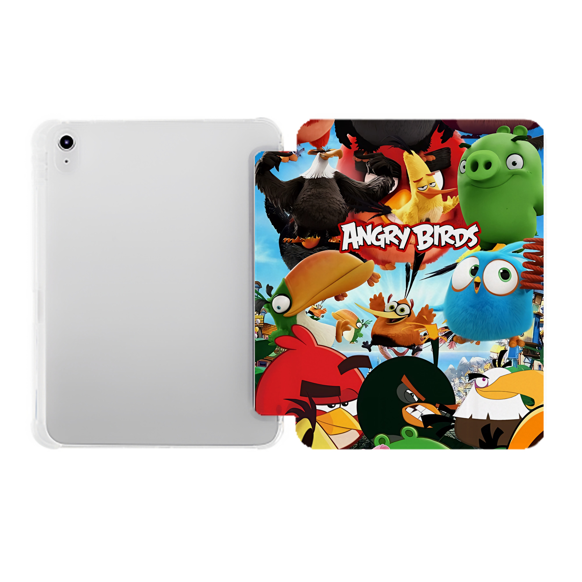 （画像用） Angry Birds アングリーバード IPad ケース ペン収納付き 三つ折りスタンド PUレザー×シリコン 対応機種9.5/10.5/10.9インチ